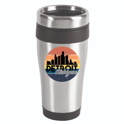 Detroit Michigan Retro Skyline 16oz Travel Tumbler