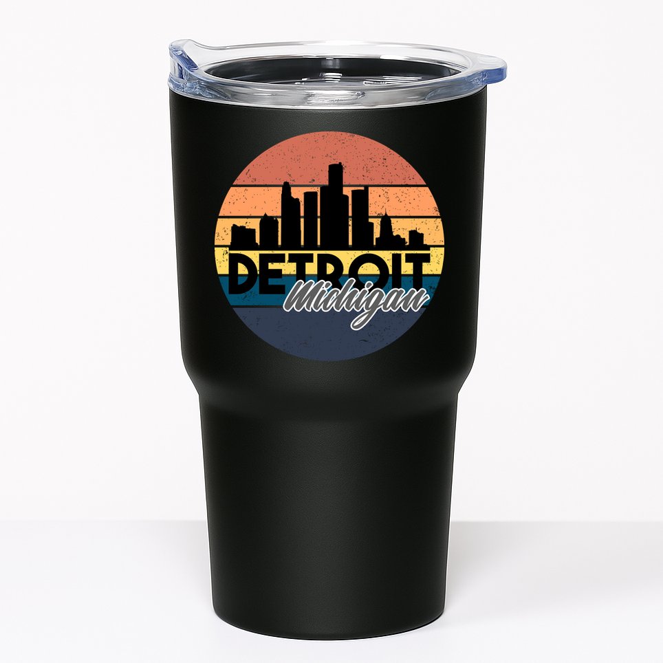 Detroit Michigan Retro Skyline Tumbler