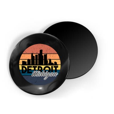 Detroit Michigan Retro Skyline Magnet