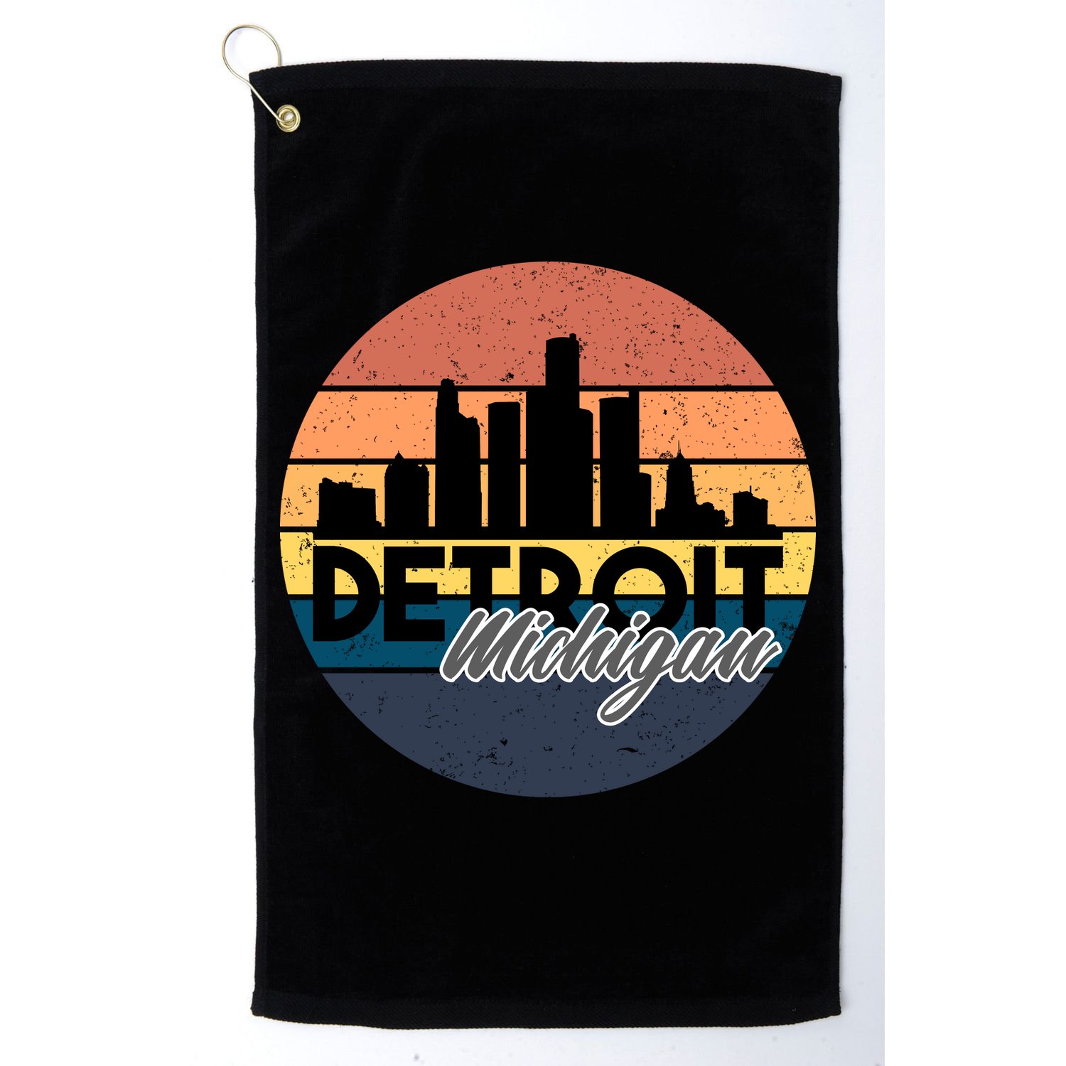 Detroit Michigan Retro Skyline Golf Towel