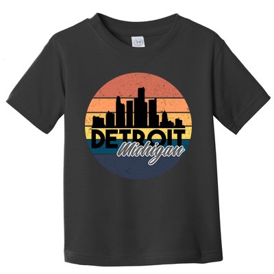 Detroit Michigan Retro Skyline Toddler T-Shirt