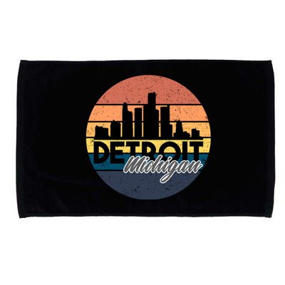 Detroit Michigan Retro Skyline Microfiber Hand Towel