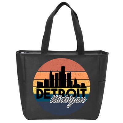 Detroit Michigan Retro Skyline Zip Tote Bag