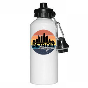 Detroit Michigan Retro Skyline Aluminum Water Bottle