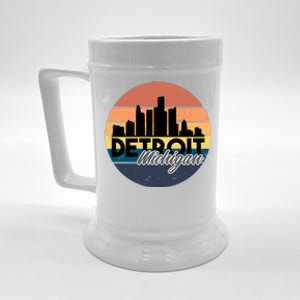 Detroit Michigan Retro Skyline Beer Stein