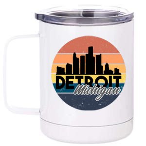 Detroit Michigan Retro Skyline 12 oz Stainless Steel Tumbler Cup