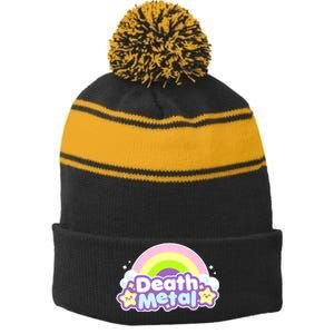 Death Metal Rainbow Halloween Unicorn Rock Concert Stripe Pom Pom Beanie