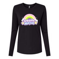 Death Metal Rainbow Halloween Unicorn Rock Concert Womens Cotton Relaxed Long Sleeve T-Shirt