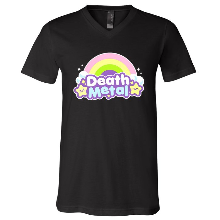 Death Metal Rainbow Halloween Unicorn Rock Concert V-Neck T-Shirt