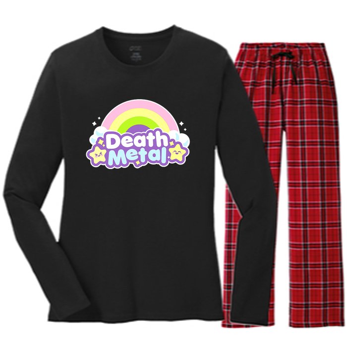 Death Metal Rainbow Halloween Unicorn Rock Concert Women's Long Sleeve Flannel Pajama Set 