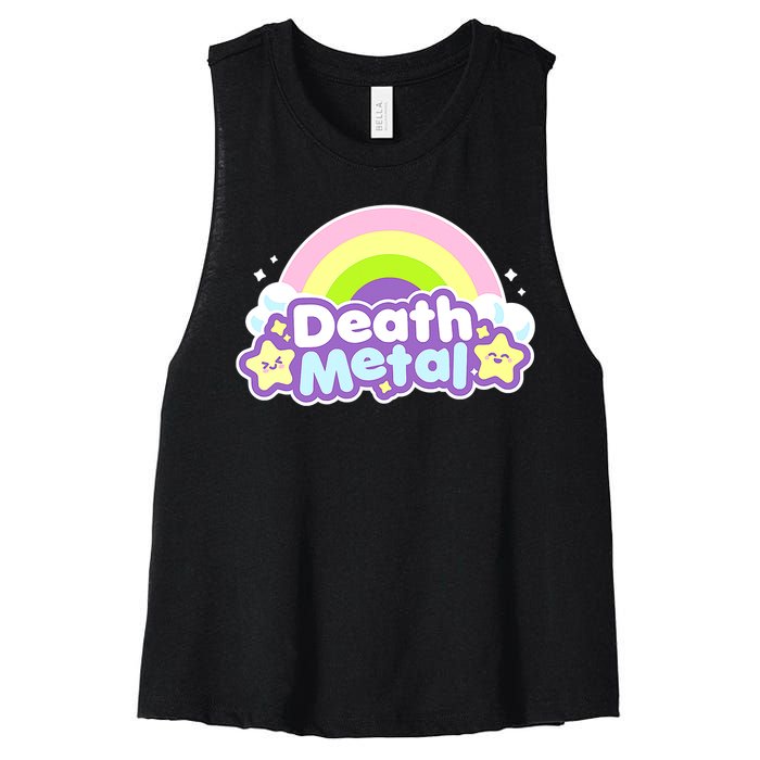 Death Metal Rainbow Halloween Unicorn Rock Concert Women's Racerback Cropped Tank