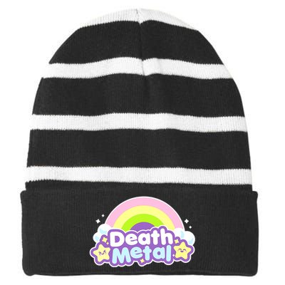 Death Metal Rainbow Halloween Unicorn Rock Concert Striped Beanie with Solid Band