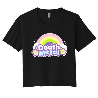 Death Metal Rainbow Halloween Unicorn Rock Concert Women's Crop Top Tee