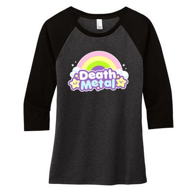 Death Metal Rainbow Halloween Unicorn Rock Concert Women's Tri-Blend 3/4-Sleeve Raglan Shirt