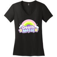 Death Metal Rainbow Halloween Unicorn Rock Concert Women's V-Neck T-Shirt