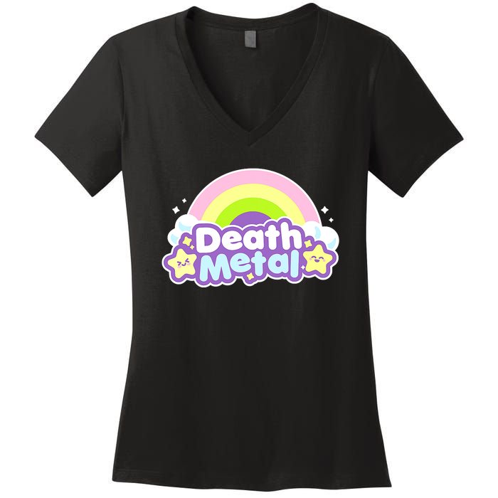 Death Metal Rainbow Halloween Unicorn Rock Concert Women's V-Neck T-Shirt