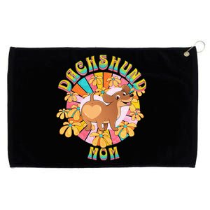 Dachshund Mom Retro Floral Wiener Dog Grommeted Golf Towel