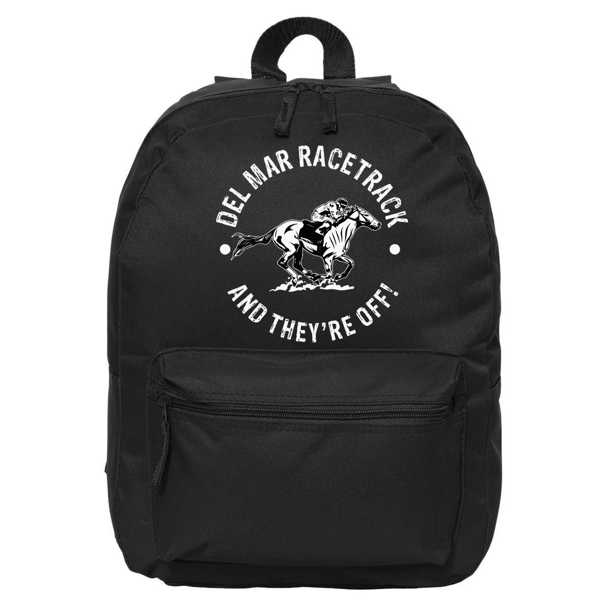 Del Mar Racetrack Horse Racing Racer Fan Equestrian Ca Derby 16 in Basic Backpack