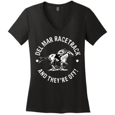Del Mar Racetrack Horse Racing Racer Fan Equestrian Ca Derby Women's V-Neck T-Shirt
