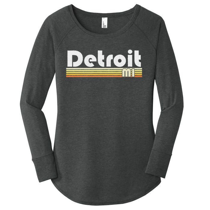 Detroit Michigan Retro Style City Town Vintage Pride 70s 80s Women's Perfect Tri Tunic Long Sleeve Shirt