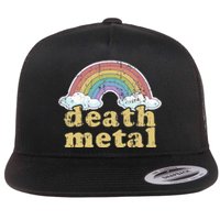 DEATH METAL Rainbow Funny Retro Vintage Love Music Metalhead Flat Bill Trucker Hat