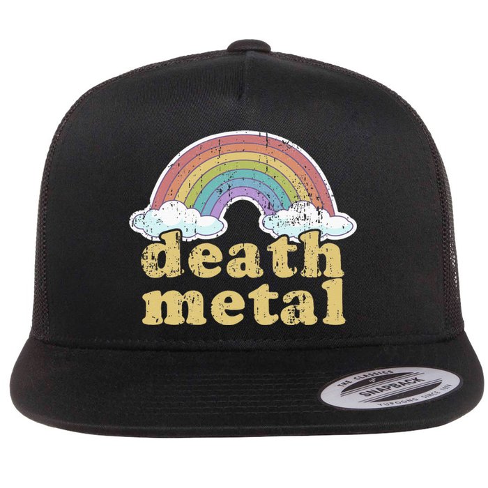 DEATH METAL Rainbow Funny Retro Vintage Love Music Metalhead Flat Bill Trucker Hat