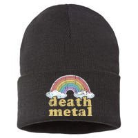 DEATH METAL Rainbow Funny Retro Vintage Love Music Metalhead Sustainable Knit Beanie