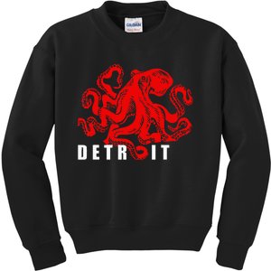 Detroit Michigan Souvenir Octopus Kraken Detroit Kids Sweatshirt