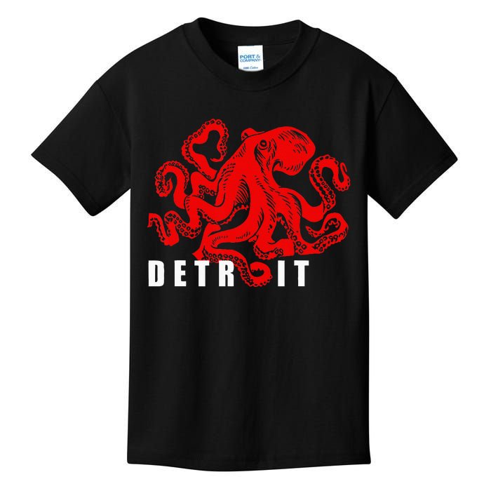 Detroit Michigan Souvenir Octopus Kraken Detroit Kids T-Shirt