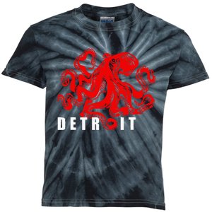 Detroit Michigan Souvenir Octopus Kraken Detroit Kids Tie-Dye T-Shirt