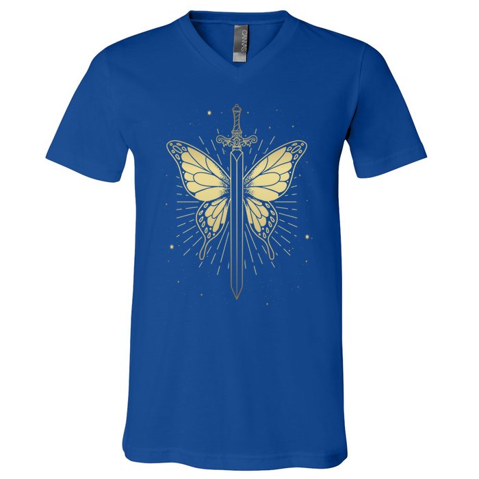 Death Moth Sword Goth Moth Butterfly Wicca Pagan Tarot Card Gift V-Neck T-Shirt