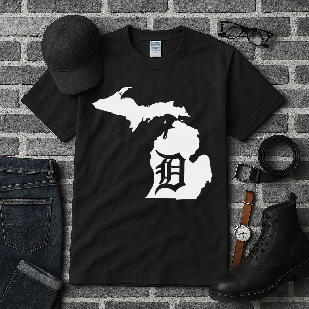 Detroit Michigan State Map Silhouette D United States Tall T-Shirt