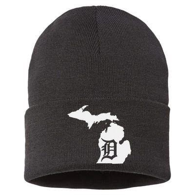 Detroit Michigan State Map Silhouette D United States Sustainable Knit Beanie
