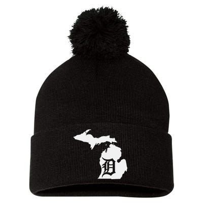 Detroit Michigan State Map Silhouette D United States Pom Pom 12in Knit Beanie