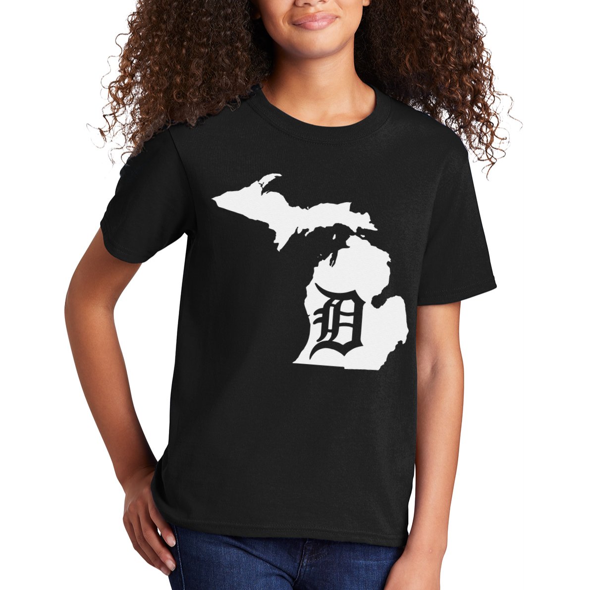 Detroit Michigan State Map Silhouette D United States Kids T-Shirt