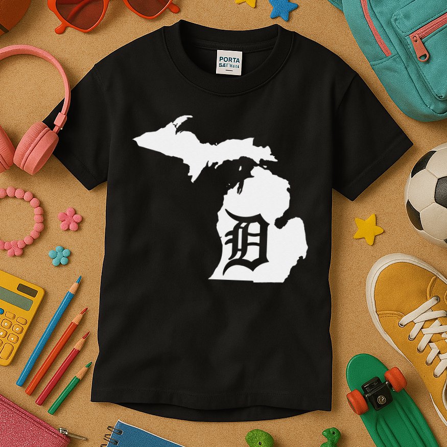 Detroit Michigan State Map Silhouette D United States Kids T-Shirt