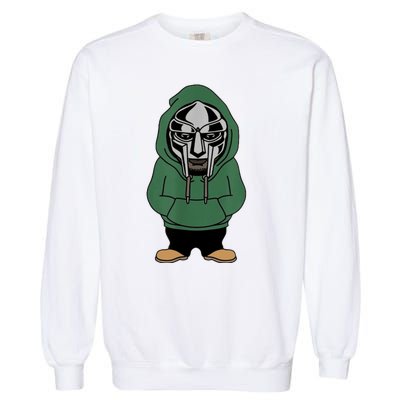 Doom Mask Super Villain All Caps Rap Garment-Dyed Sweatshirt