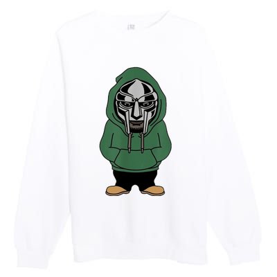 Doom Mask Super Villain All Caps Rap Premium Crewneck Sweatshirt