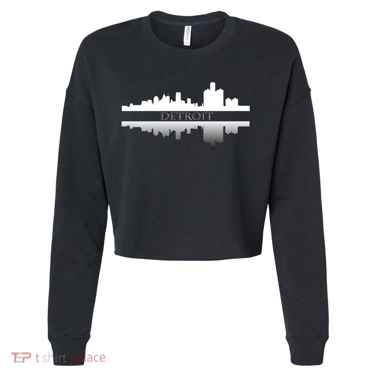 Detroit Mirrored Skyline Cropped Pullover Crew