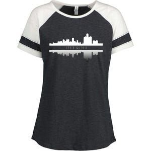 Detroit Mirrored Skyline Enza Ladies Jersey Colorblock Tee