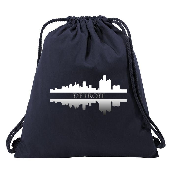 Detroit Mirrored Skyline Drawstring Bag