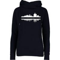 Detroit Mirrored Skyline Womens Funnel Neck Pullover Hood