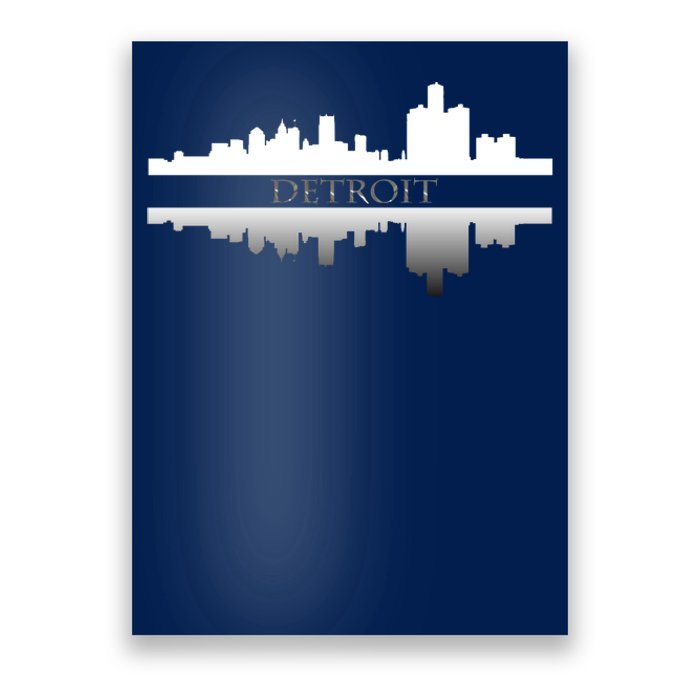 Detroit Mirrored Skyline Poster