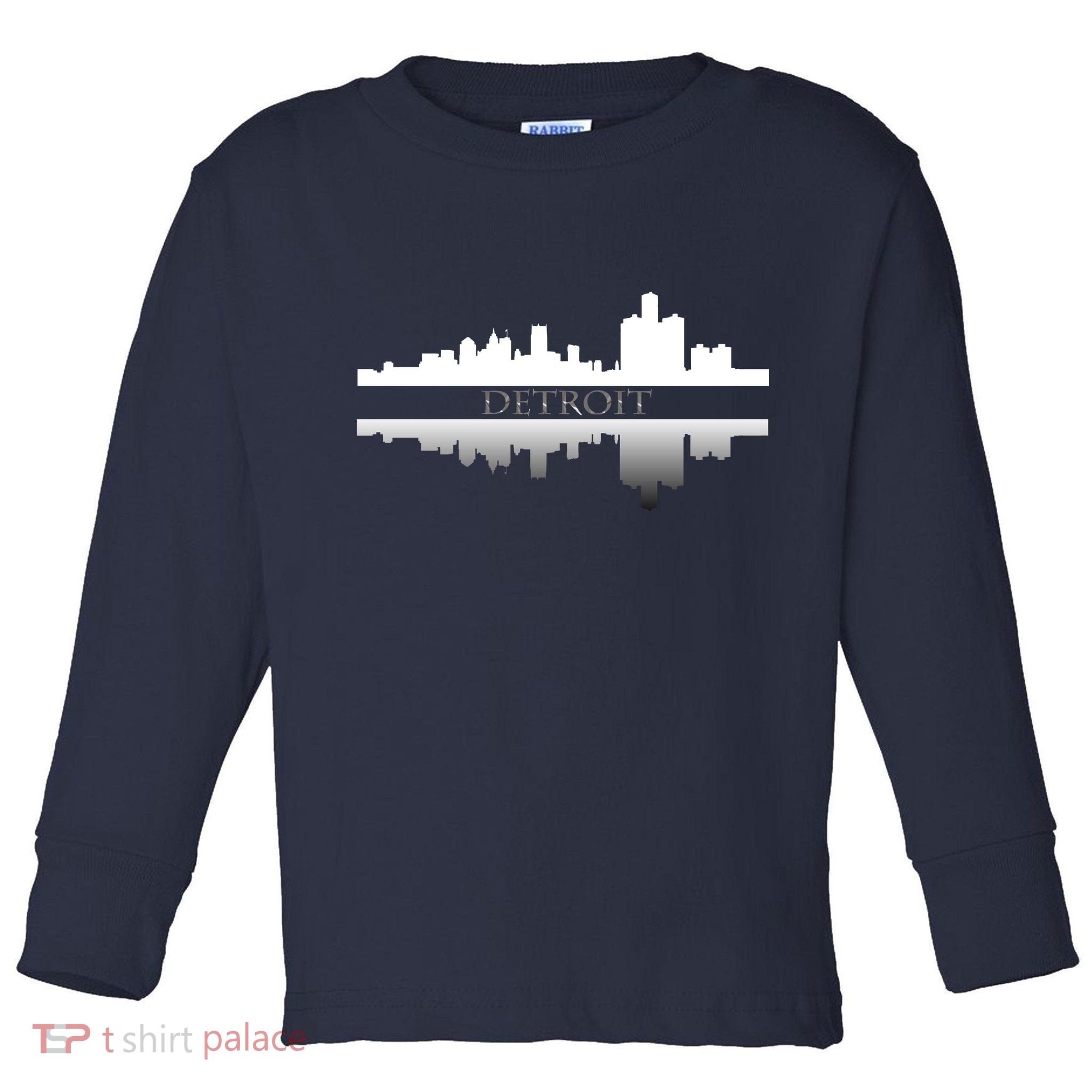 Detroit Mirrored Skyline Toddler Long Sleeve Shirt