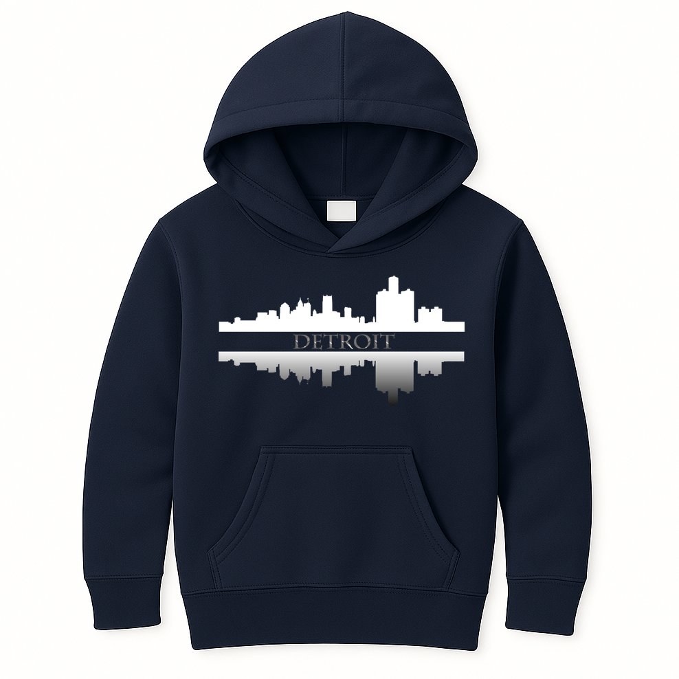 Detroit Mirrored Skyline Kids Hoodie