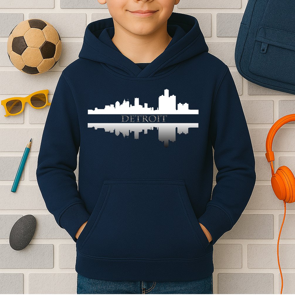 Detroit Mirrored Skyline Kids Hoodie