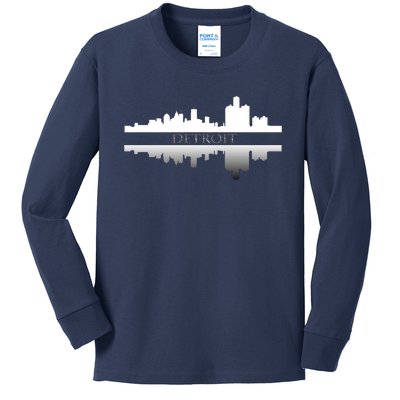 Detroit Mirrored Skyline Kids Long Sleeve Shirt