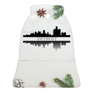 Detroit Mirrored Skyline Ceramic Bell Ornament