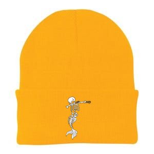 Dabbing Mermaid Skeleton Halloween Creepy Dab Dance Humor Gift Knit Cap Winter Beanie