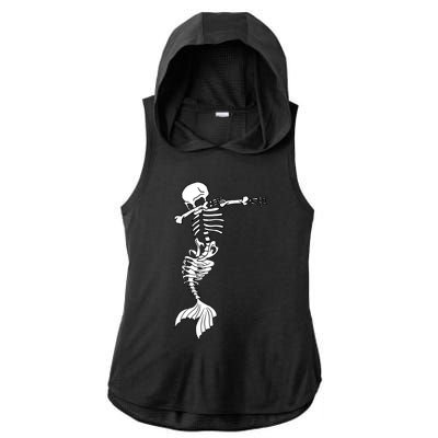 Dabbing Mermaid Skeleton Halloween Creepy Dab Dance Humor Gift Ladies PosiCharge Tri-Blend Wicking Draft Hoodie Tank